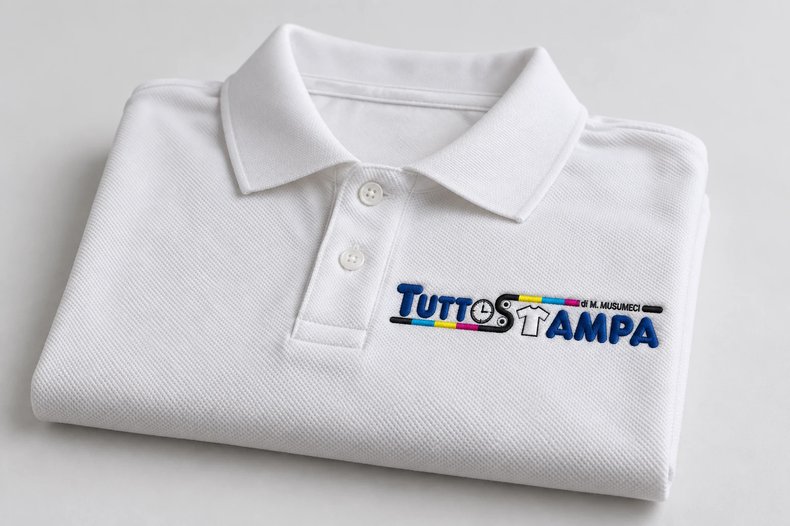 Polo in piqué con logo Tuttostampa ricamato — esempio illustrativo