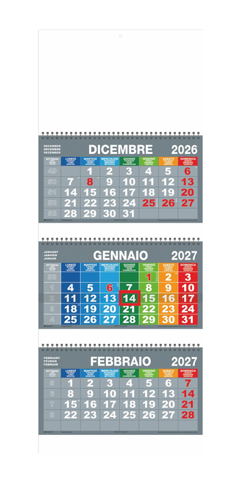 Calendario Trittico Spiralato Color