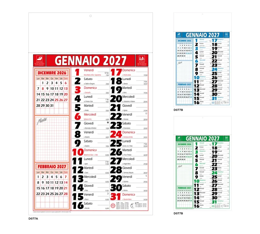 Calendario Olandese Note Personalizzato
