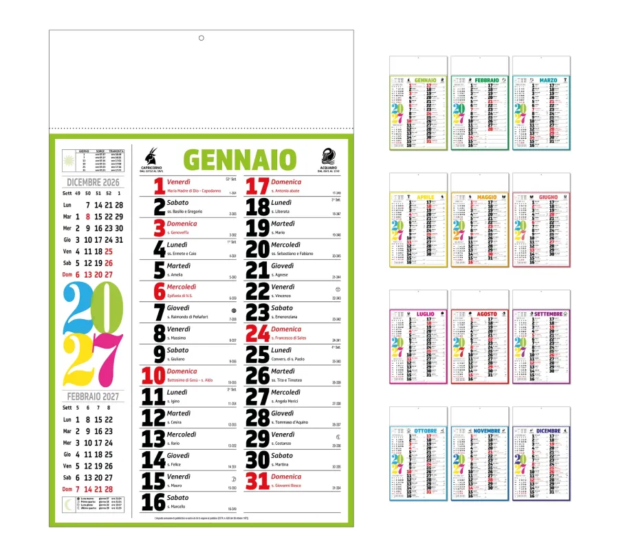 Calendario Olandese Multicolor / Svedese