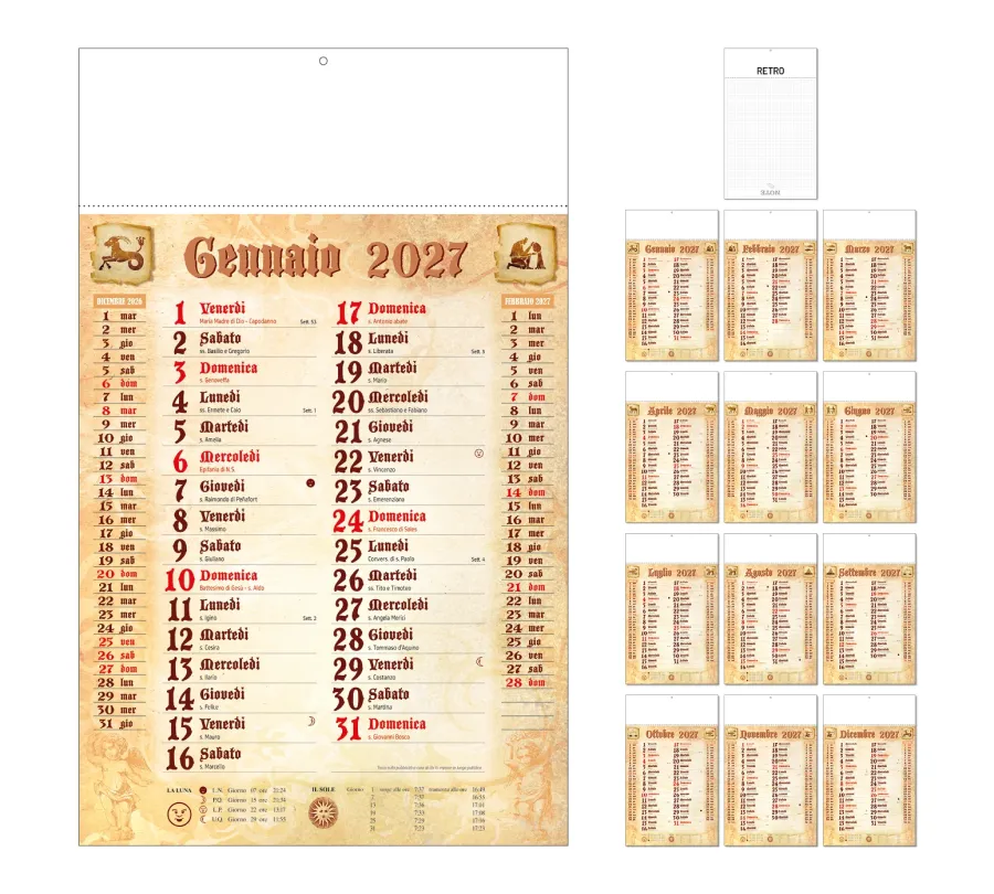 Calendario Olandese Anticato Personalizzato