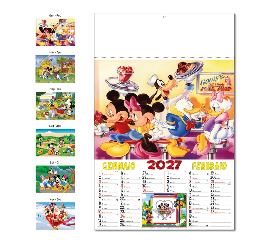 Calendario Cartoni Disney