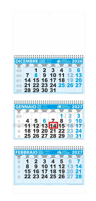 Calendario Trittico Spiralato