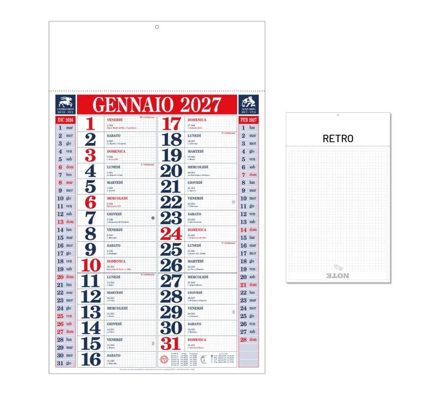 Calendario Olandese Quadrettato Personalizzato