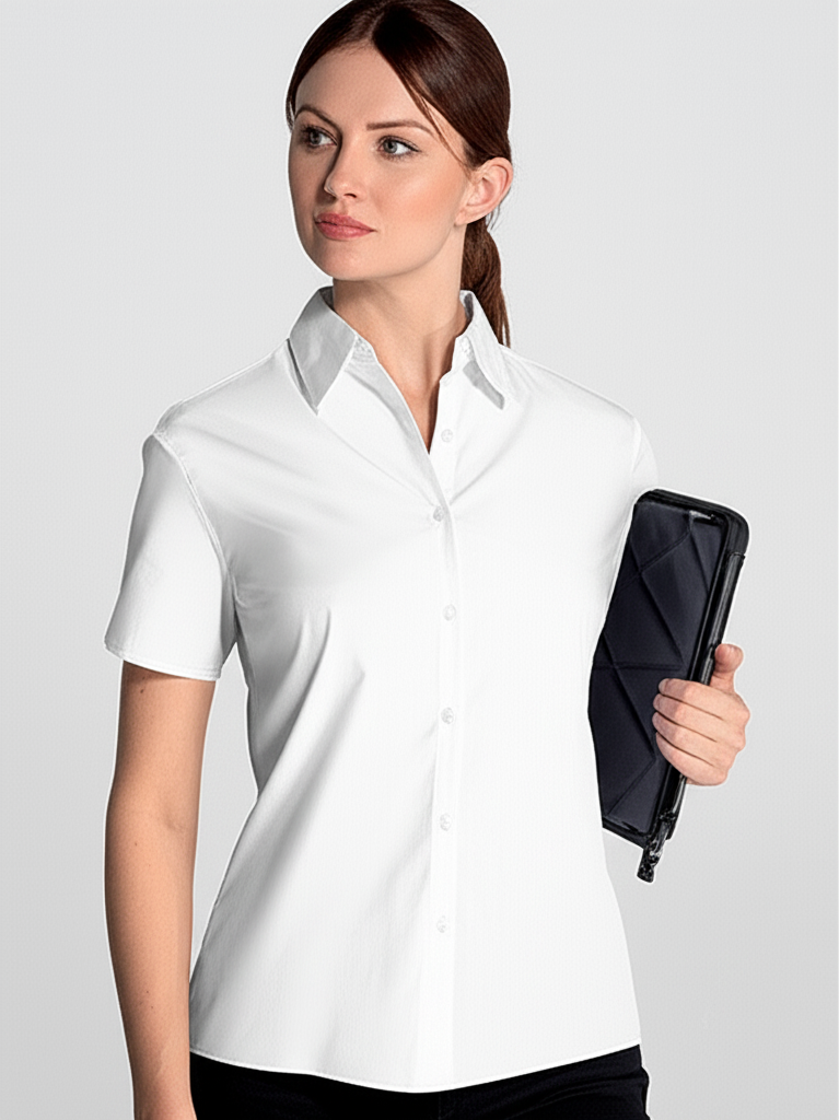 Camicia Donna Maniche Corte Popeline - Miniatura 2 (Black)