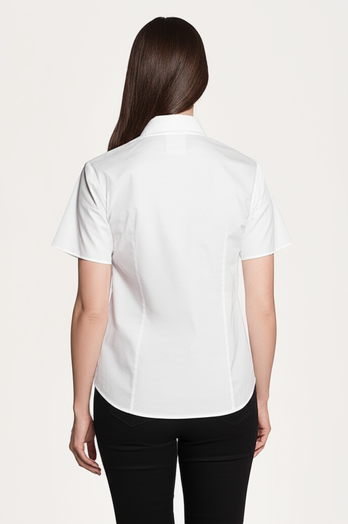 Camicia Donna Maniche Corte Popeline - Miniatura 4 (White)