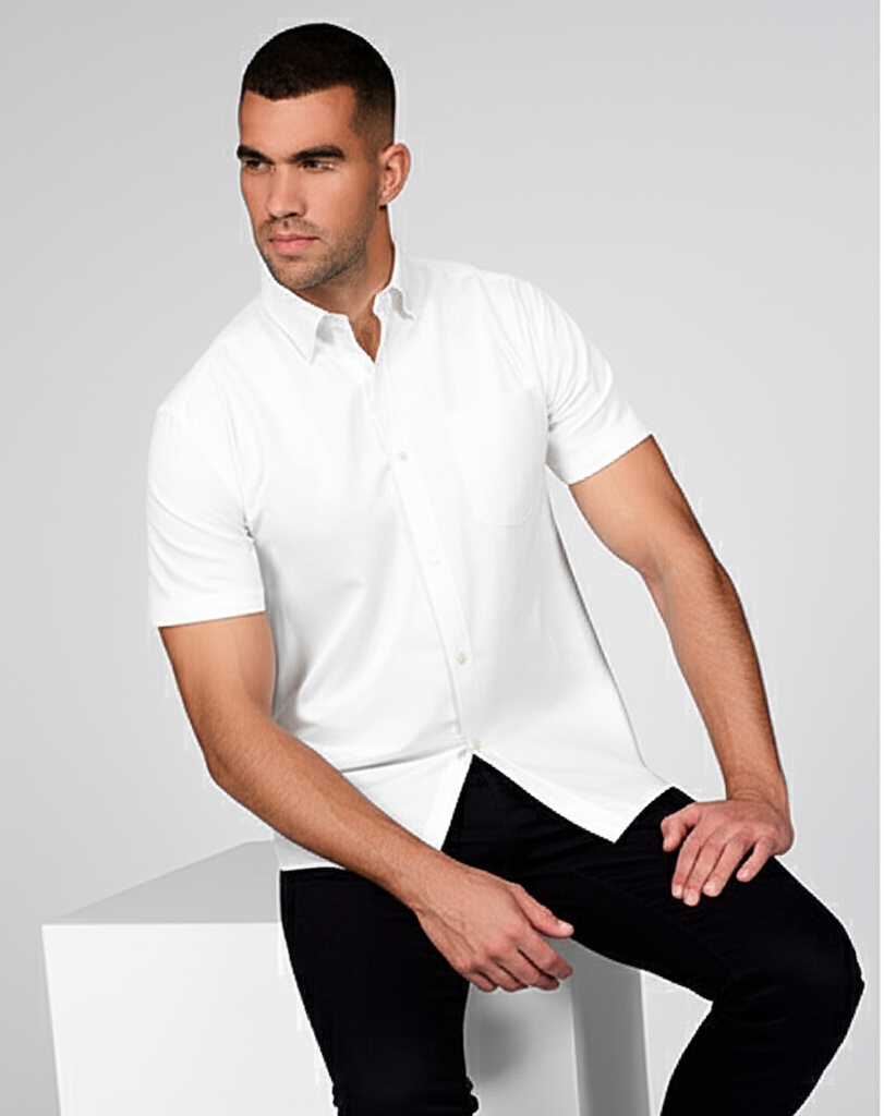 Camicia Uomo Maniche Corte Popeline - Miniatura 2