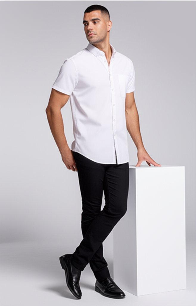 Camicia Uomo Maniche Corte Popeline - Miniatura 3