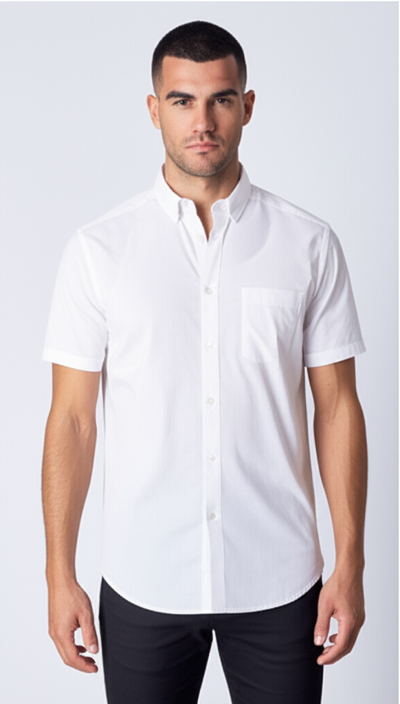 Camicia Uomo Maniche Corte Popeline - Miniatura 4 (Navy)