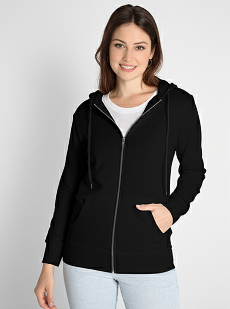 Felpa Donna Cappuccio Zip Leggera - Miniatura 1