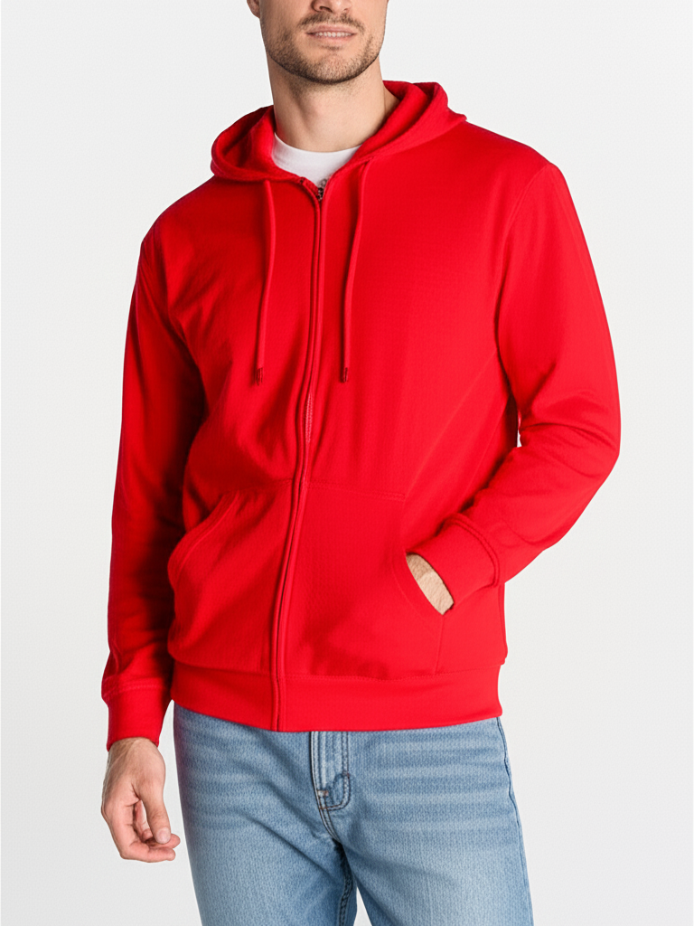 Felpa Uomo Cappuccio Zip Leggera - Miniatura 3