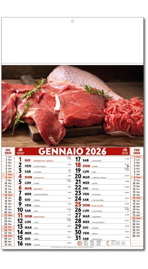 Calendario Carne Cruda - Vista Principale