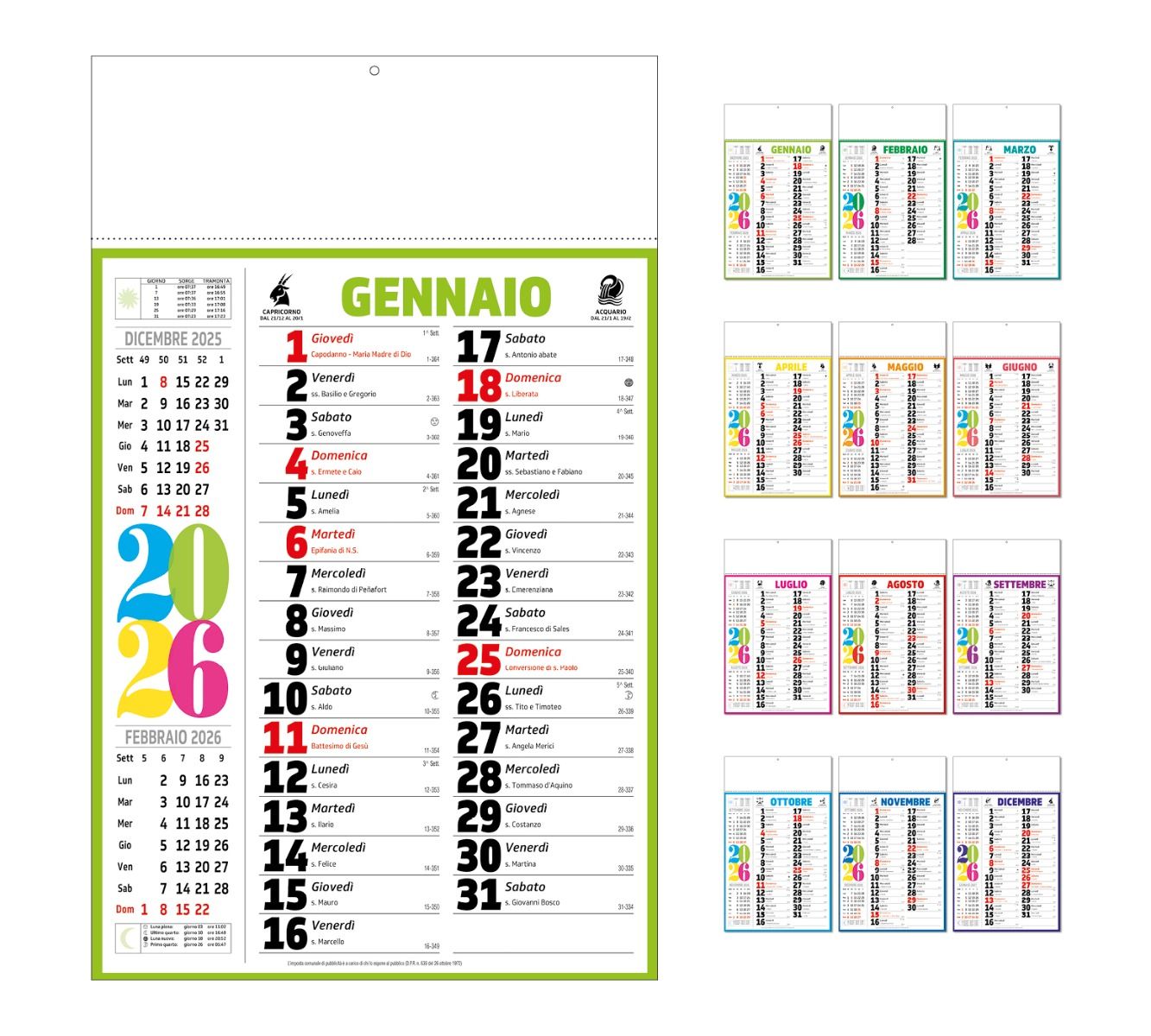 Calendario Multicolor Svedese