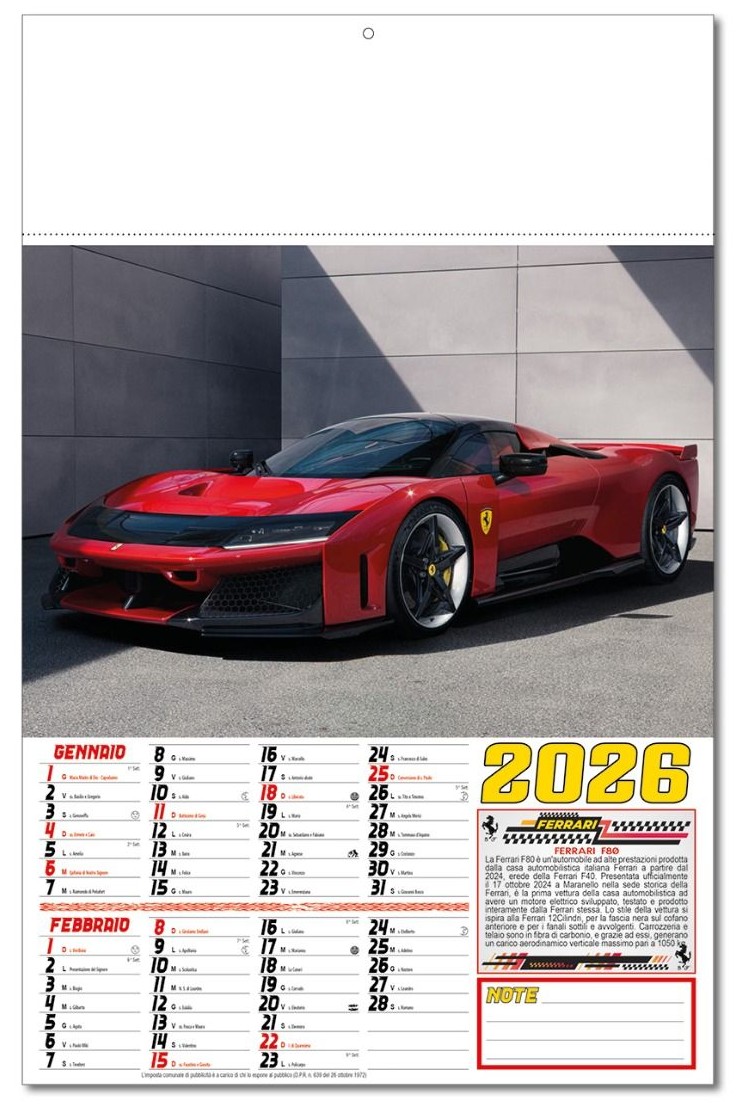 Calendario Il Mito Ferrari - Vista Principale