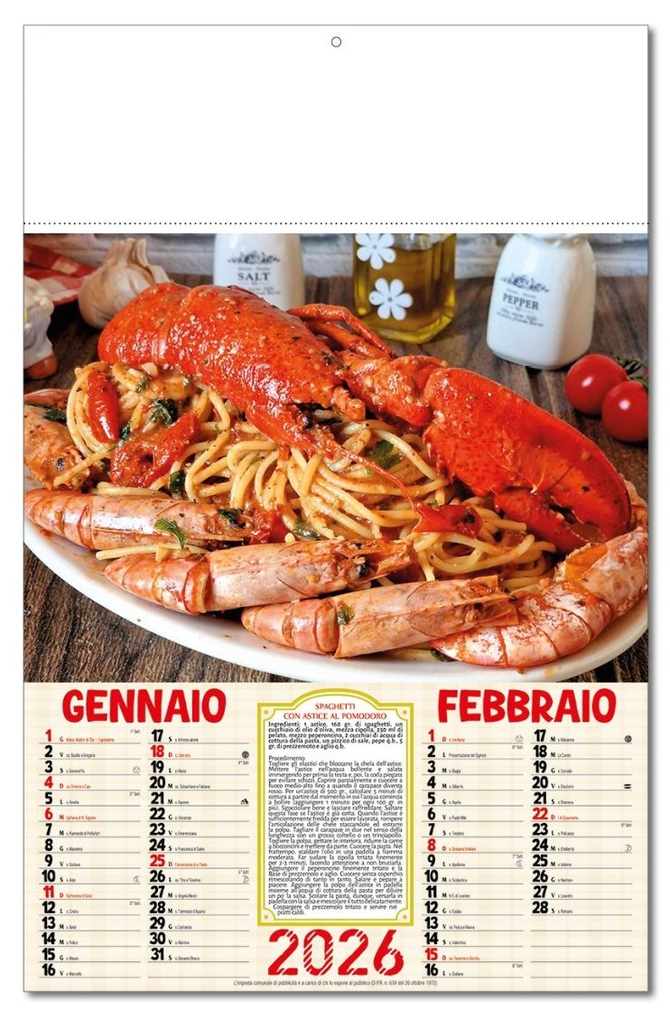 Calendario Primi Piatti - Vista Principale